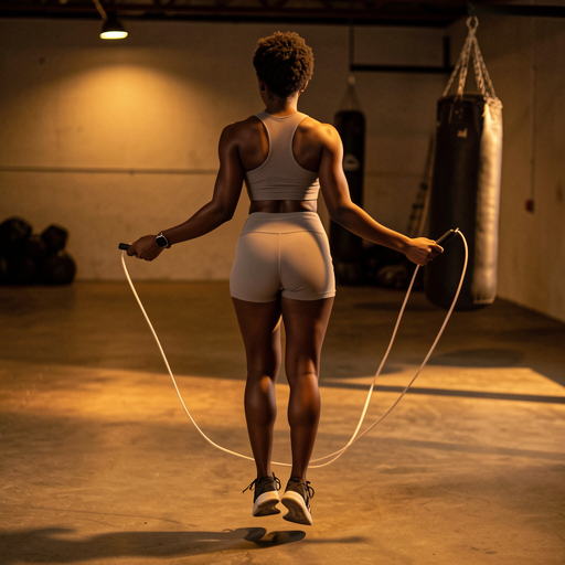 woman jumping rope gym