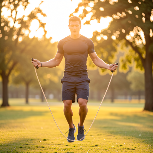 man jumping rope outdoors
