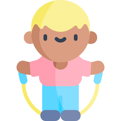 man with blue and yellow jump rope