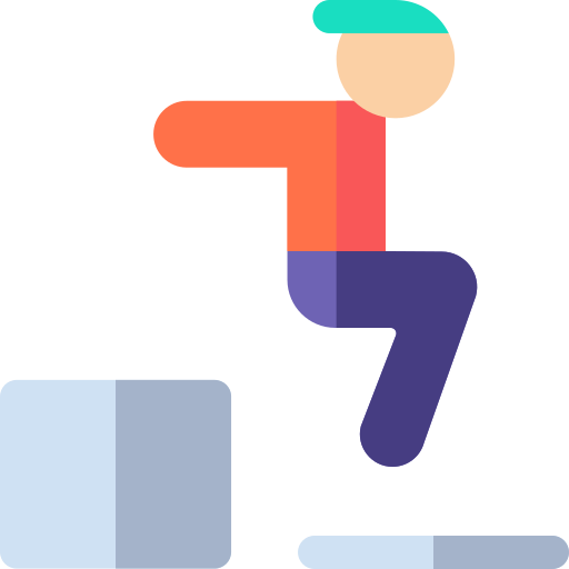 a person jumping off a block in parcour fashion